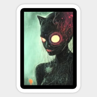 cat woman cyberpunk Sticker